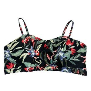 Cacique Tropical Print No Wire Bikini Swim Top Plus Size 28 Multiway Straps FLAW